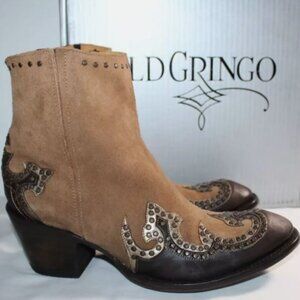 NWB Old Gringo Clarita Studded Bootie Western Cowboy Chocolate Gold Boots